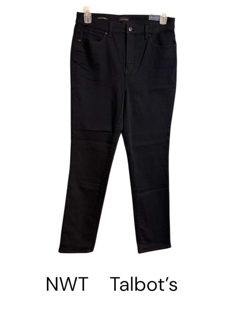 NWT Talbots Straight Leg High Waist Slimming BLACK Jeans SIZE: 10 #10